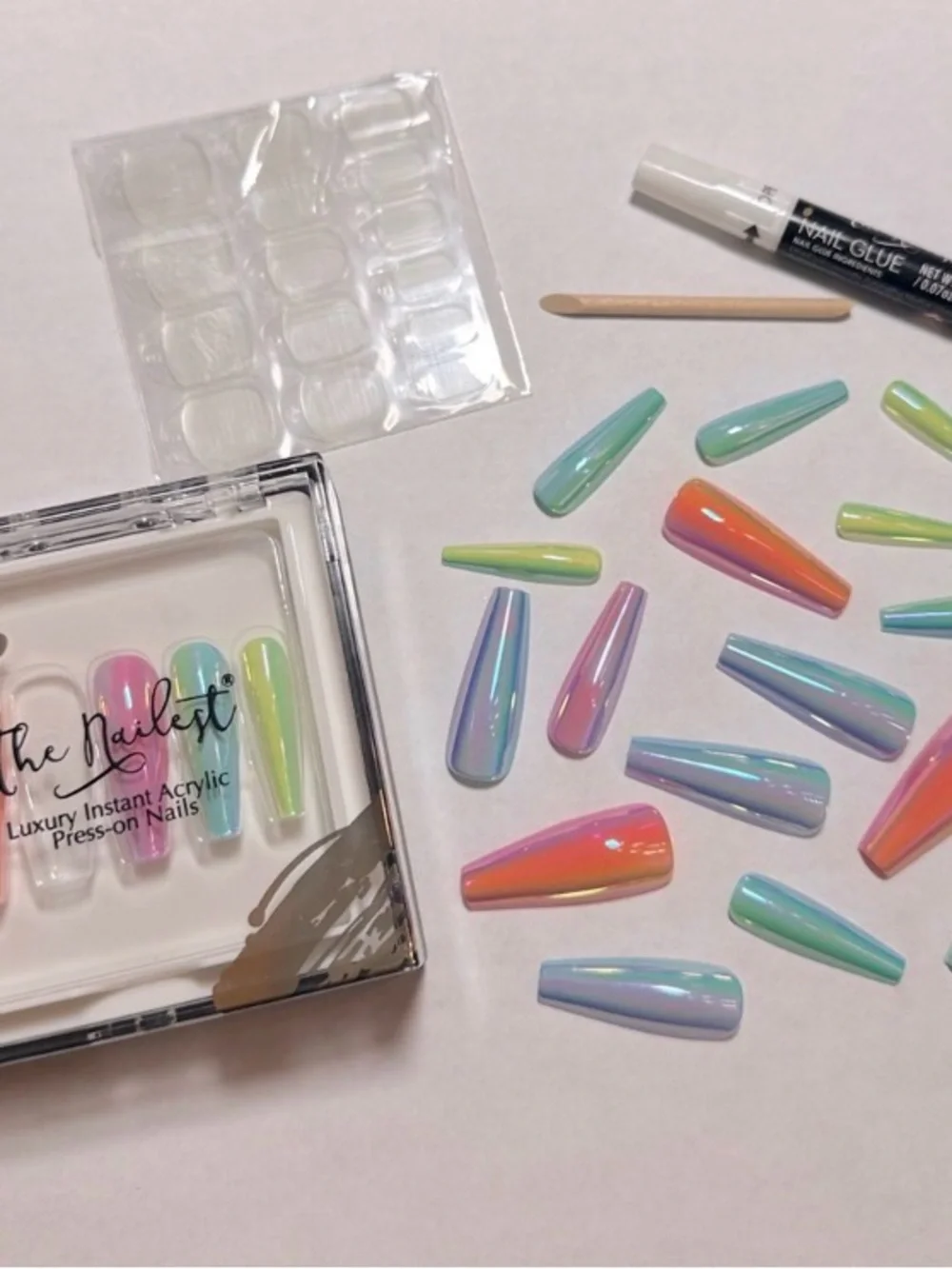 Reflective Chrome Mirror Finish Luxury Instant Acrylic Press-On Nails